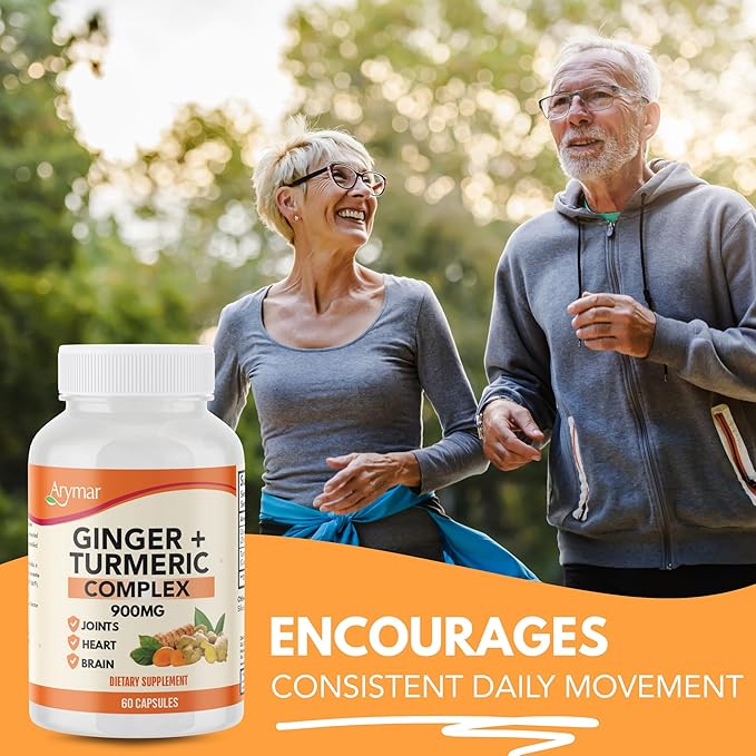 Arymar Ginger Turmeric Supplement (3 Pack) – 60 Capsules – Herbal Dietary Supplement