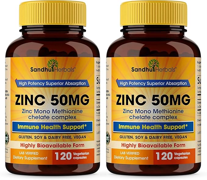 Sandhu Herbals Zinc 50mg &amp Sea Moss Black Seed Oil Ashwagandha Ginger Burdock Root Supplement for Men &amp Women| Made in USA