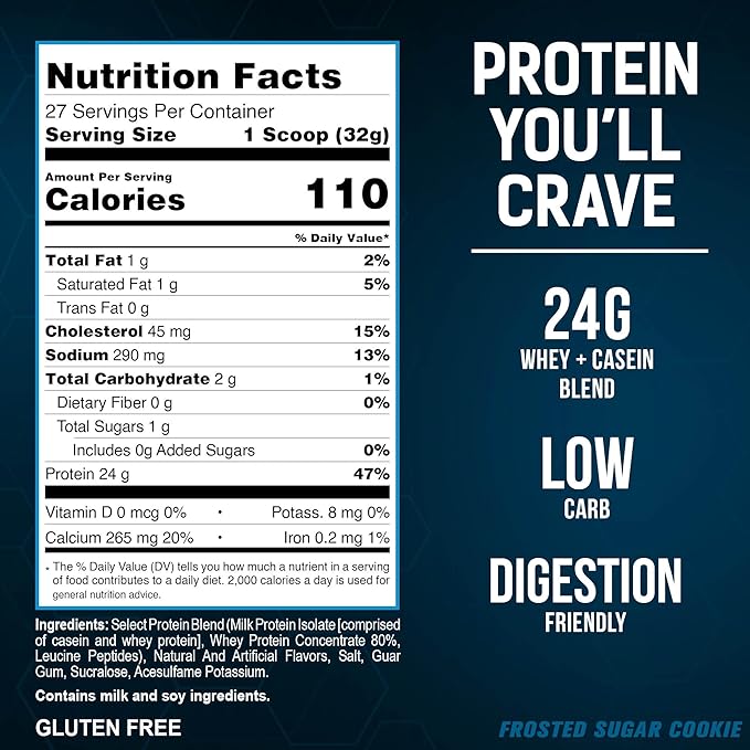 PEScience Select Protein Powder Whey and Casein Blend Lean Protein Powder for Women and Men Low Calorie Low Carb Keto Friendly Gluten Free Frosted Sugar Cookie - 27 Servings