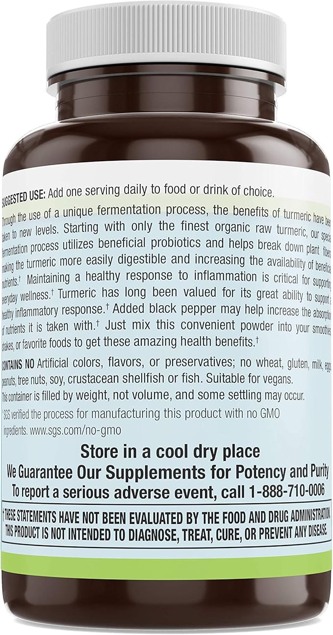 Turmeric Booster with Black Pepper - Joint Support &amp Healthy Inflammation with Lactobacillus Acidophilus– Natural Immune Support Whole-Body Flexibility Active Mobility Men &amp Women – 1.6 oz P