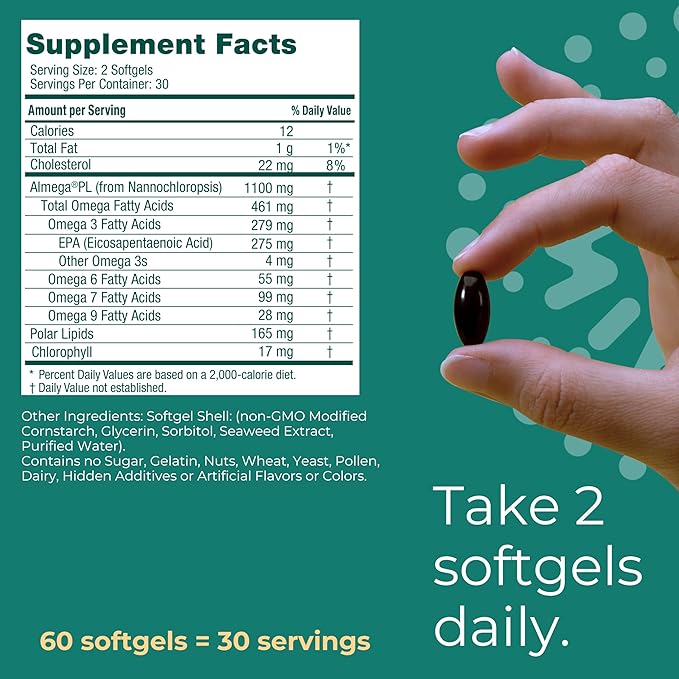 Iwi Life Heart Omega-3 120 Softgels (60 Servings) Vegan Plant-Based Algae Omega Fatty Acids + EPA Heart Health Support Dietary Supplement Krill &amp Fish Oil Alternative No Fishy Aftertaste