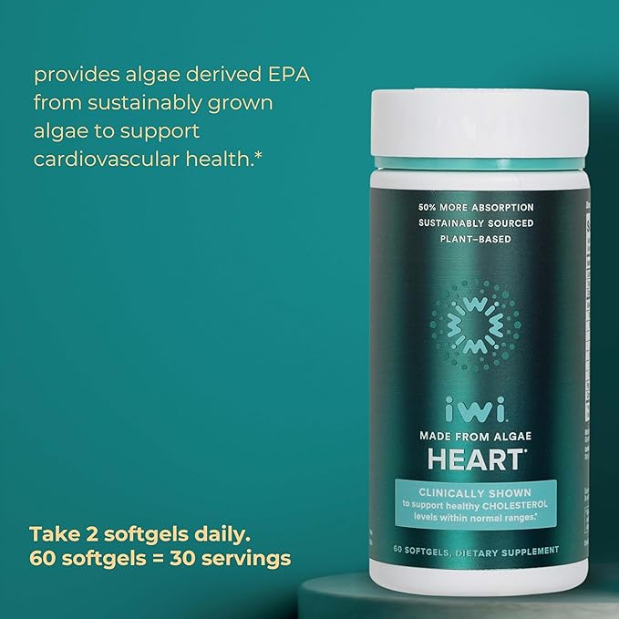 iwi Omega-3 Sport &amp Heart Omega-3 Bundle 30 Servings Vegan Plant-Based Algae Omega 3 Krill &amp Fish Oil Alternative No Fishy Aftertaste