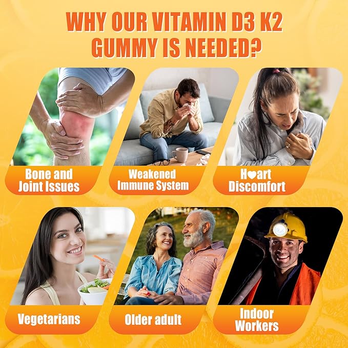 Vitamin D3 K2 Gummies 5000IU / 10000 IU with Omega-3 250mg + K2(MK-7) 100mcg - 5X Absorption Than Standard D3K2with Vitamin C Zincand 5 Organic VegetablesSupports Bone &amp Teeth Strength Immun