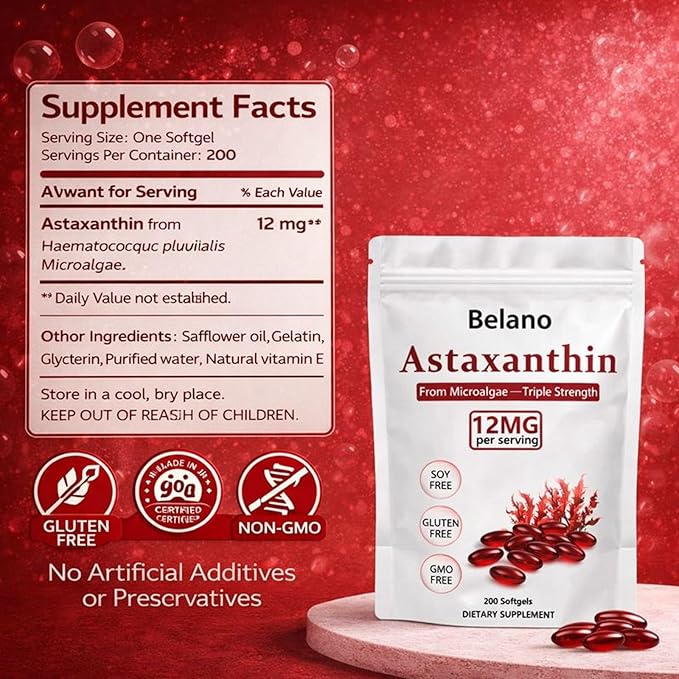 12 mg Softgels from Microalgae Daily Dietary Supplement Non-GMO &amp Gluten-Free – 200 Softgels (2)