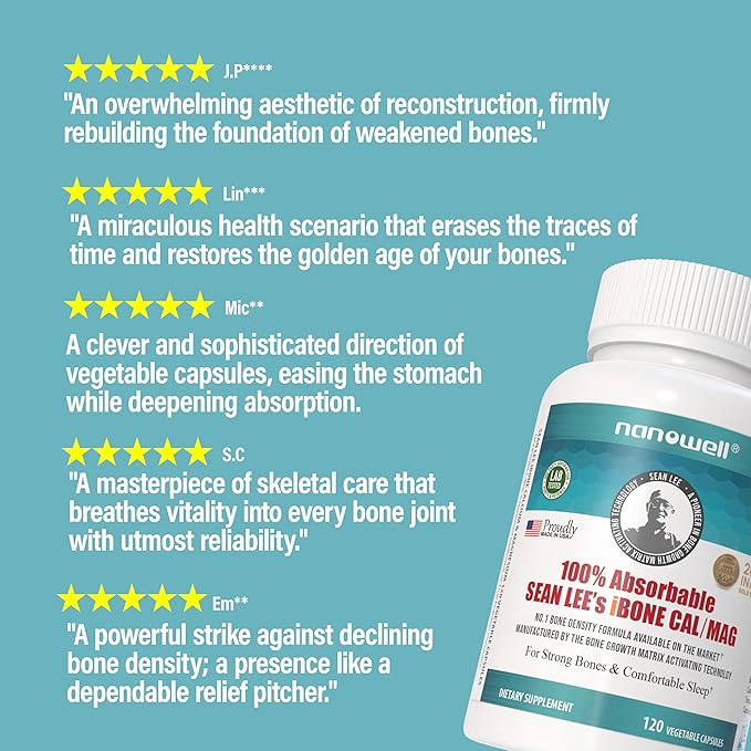 NANOWELL Sean Lee's iBone Cal Mag 120 Vegetable Capsules X 2 Bottles for 2 Months - Bone Health Calcium Supplement (240 Count)