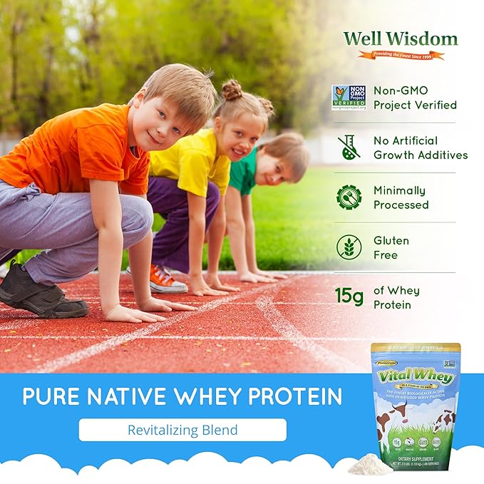 Grass-Fed Whey Protein Powder for Immune Vitality Natural Cocoa 2.5lbs (56 Servings) 15g Protein Per Serve Vital Whey Clean Holistic Wellness Nutrition