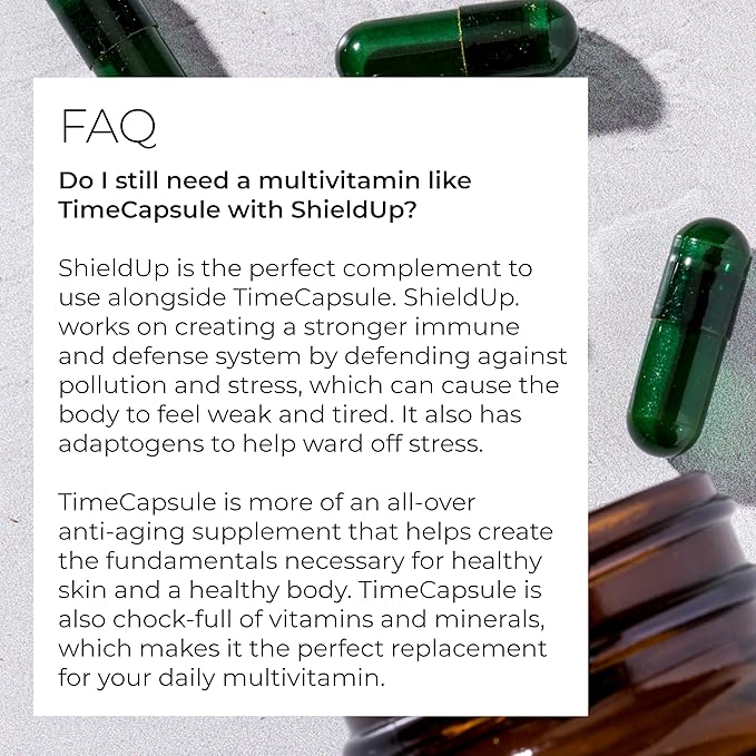 Hush &amp Hush ShieldUp - Immune Booster Energy Supplement - Brain Booster - Vitamin C Maca Root Turmeric and Organic Matcha Leaf Extract - Vegan Gluten Free - 60 Capsules