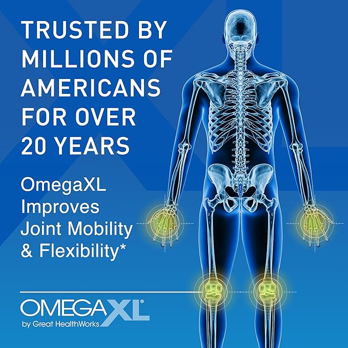 OmegaXL Joint Support Supplement - 60 Softgels &amp VitaminXL D3 High Potency Daily Vitamin D 5000 IU 125mcg Immune Support Supplement (30 Softgels) - 2 Pack