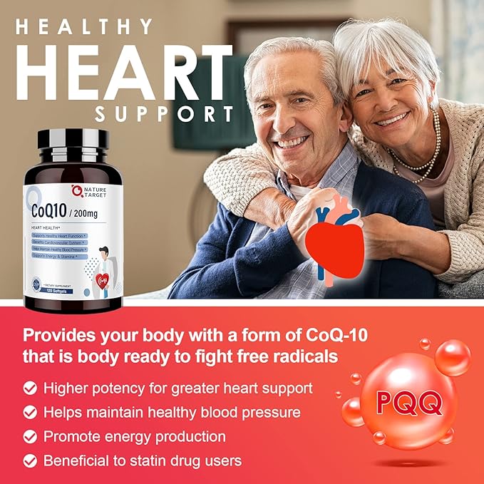 NATURE TARGET Probiotics for Men 60 Billion CFUs14 Strains &amp CoQ10 200mg Softgels with PQQ Antioxidant for Heart-Health and Energy Production