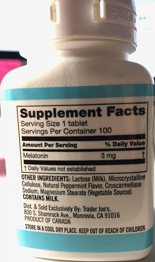 Trader Joe's 3 Pack Chewable Melatonin Peppermint Flavor 3MG 100 Tablets