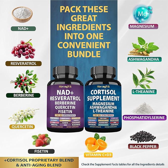 Cortisol &amp NAD Supplement Bundle (120 Capsules)