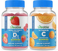Lifeable Sugar Free Vitamin D 5000 IU + Vitamin C Gummies Bundle - Great Tasting Vitamin Supplement Gluten Free GMO Free Chewable Gummy