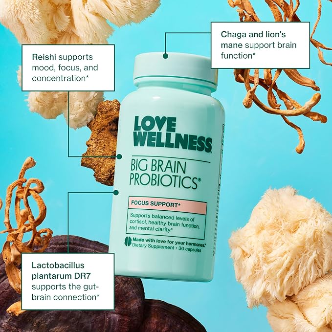 Love Wellness Daily Love Multivitamin &amp Big Brain Probiotics | Mind and Body Duo | Womens Vitamin and Probitoic