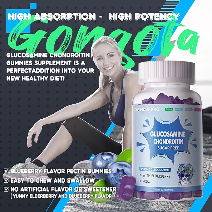 Glucosamine Chondroitin Gummies with MSM &amp Elderberry Extra Strength - Joint Support Antioxidant Immune Support Supplement for Adults Men &amp Women.180 Orange Gummies - 2pack