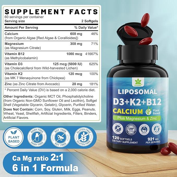 Calcium D3 K2 Magnesium Zinc Supplements Potassium Magnesium Gummies 2 Pack