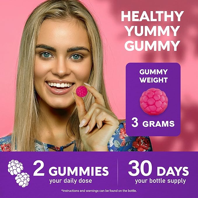 Biotin Gummies with Collagen - Hair Growth Support Skin &amp Nail Strength - for Women &amp Men - Biotin 10000mcg | Keratin | Hyaluronic Acid | B-Complex | Saw Palmetto - Sugar-Free Mixed Berry P