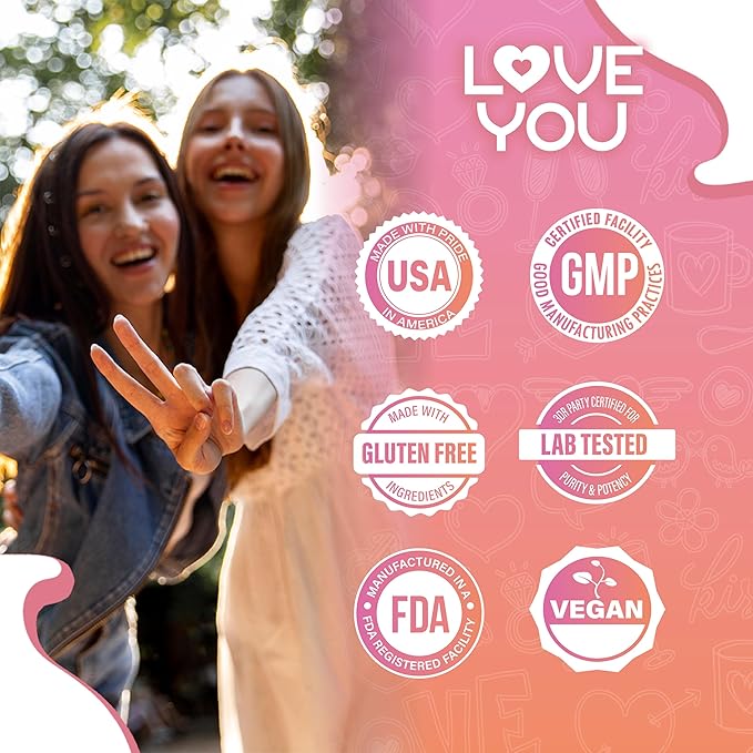 Love You Folate (L-Methylfolate) + Folic Acid + Biotin 10000 mcg - Vitamin B9 &amp B7 Blend for Cellular Function Energy &amp Wellbeing - 120 Vegan Caps