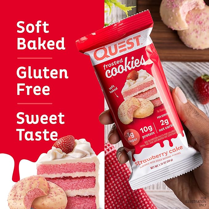 Quest Nutrition Chocolate Peanut Butter Protein Bars &amp Strawberry Cake Frosted Cookies Twin Pack Bundle 12 Bars &amp 16 Cookies