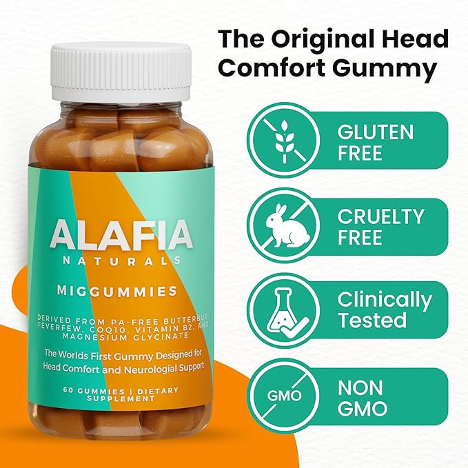 Miggummies - World's First Cranial Comfort and Support Gummy - Magnesium Glycinate Butterbur Feverfew CoQ10 Vitamin B2 400mg Riboflavin 400mg 60ct