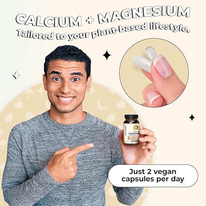 Future Kind Vegan Calcium Supplement - Plant-Based Calcium Magnesium Supplement Sourced from Iceland for Teeth &amp Bone Support (60 Capsules)