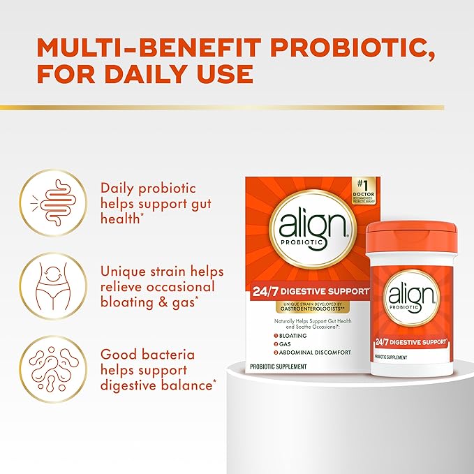 Align Probiotic 24/7 Digestive Support*§ Probiotics for Women and Men Probiotics for Digestive Health Men and Womens Probiotic Capsules Help Relieve Occasional Bloating &amp Gas* 56 Capsules