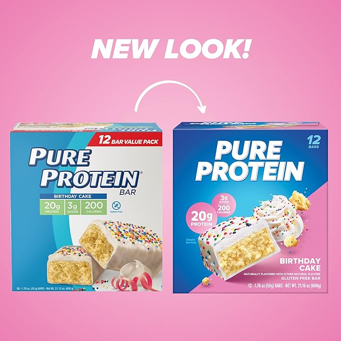 Quest &amp Pure Protein Birthday Cake Bars High Protein Gluten Free 12 Count Protein Bars