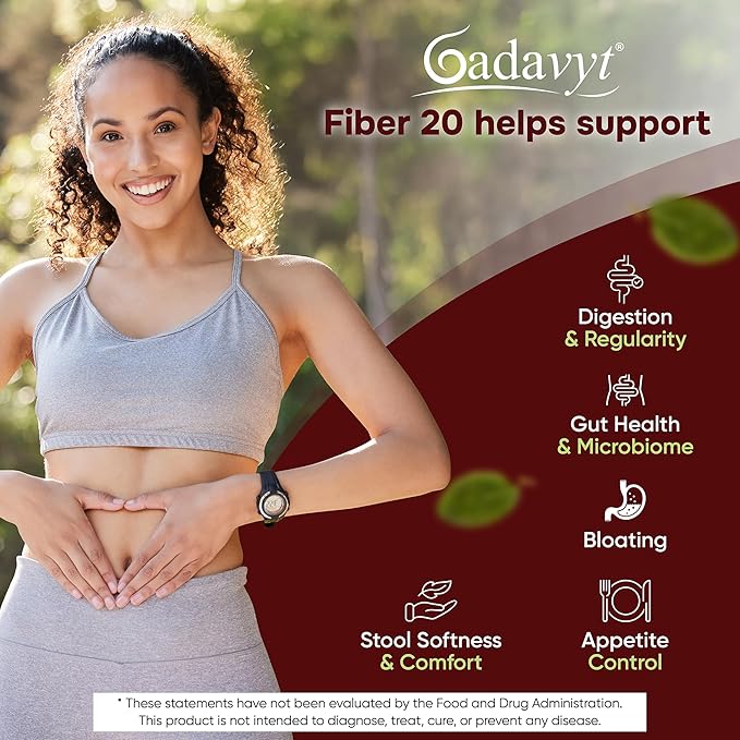 Fiber 20 - High Fiber Supplement for Women &amp Men 20g Liquid Soluble Fiber/Serving Prebiotic &amp Postbiotic Complex + Vitamins A D3 E &amp Magnesium Gut Health Digestive Health 16 fl oz