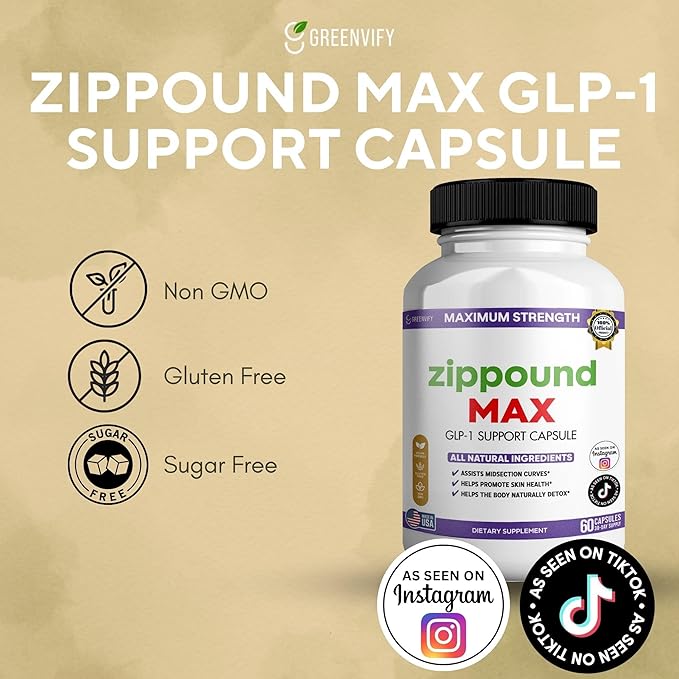Zippound MAX GLP-1 Support Capsules Maximum Strength All Natural Ingredients 60 Capsules 30-Day Supply (2)