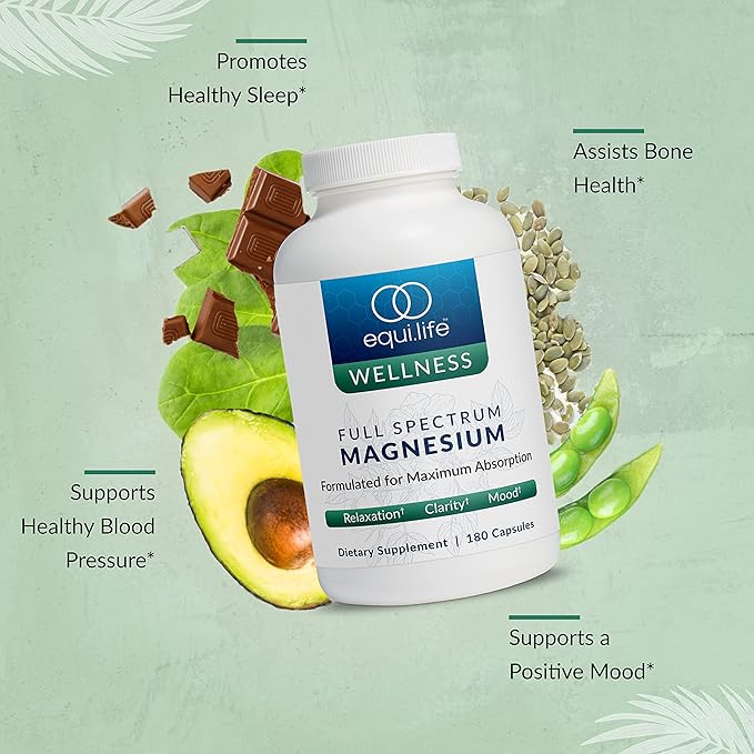 Equilife Full Spectrum Magnesium (180 ct.) and Adrenal Soothe (90 caps) Bundle Mood &amp Energy Support Supplement Vegan Non-GMO