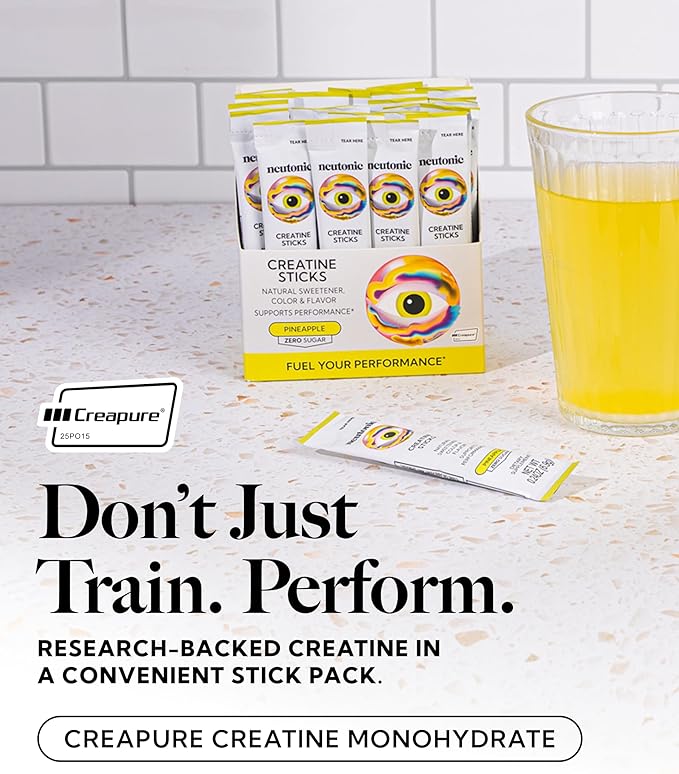 Neutonic Creatine Monohydrate | Pineapple Flavored | Premium Micronized Creapure Creatine Powder | Supports Strength and Power | Zero Sugar Vegan | Convenient Single-Serve Packets | 30 Sticks