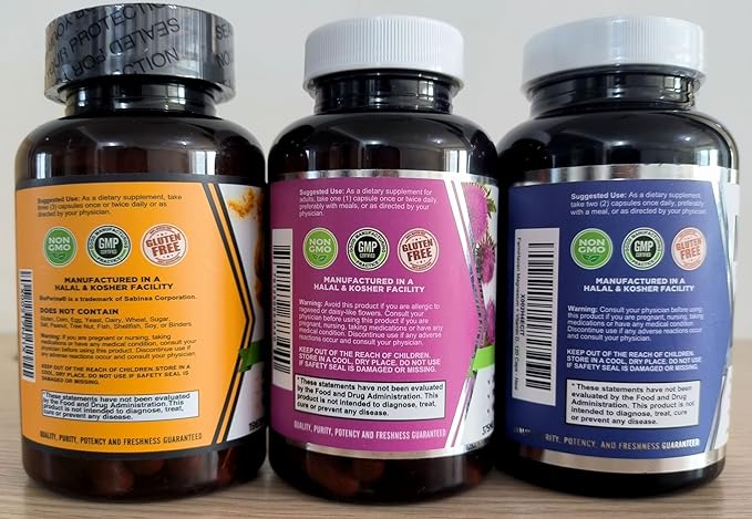 FarmHaven Milk Thistle Capsules + Turmeric Curcumin with BioPerine Black Pepper Magnesium Glycinate &amp Malate