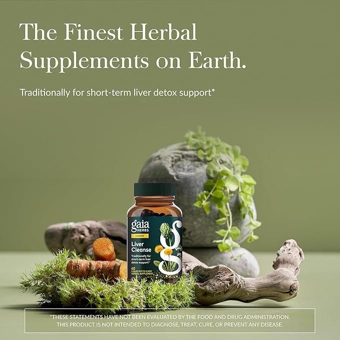 Gaia Herbs Liver Cleanse - Liver Health Support Herbal Supplement with Milk Thistle Burdock Turmeric Dandelion &amp More* - 60 Vegan Liquid Phyto-Caps (30 Servings)