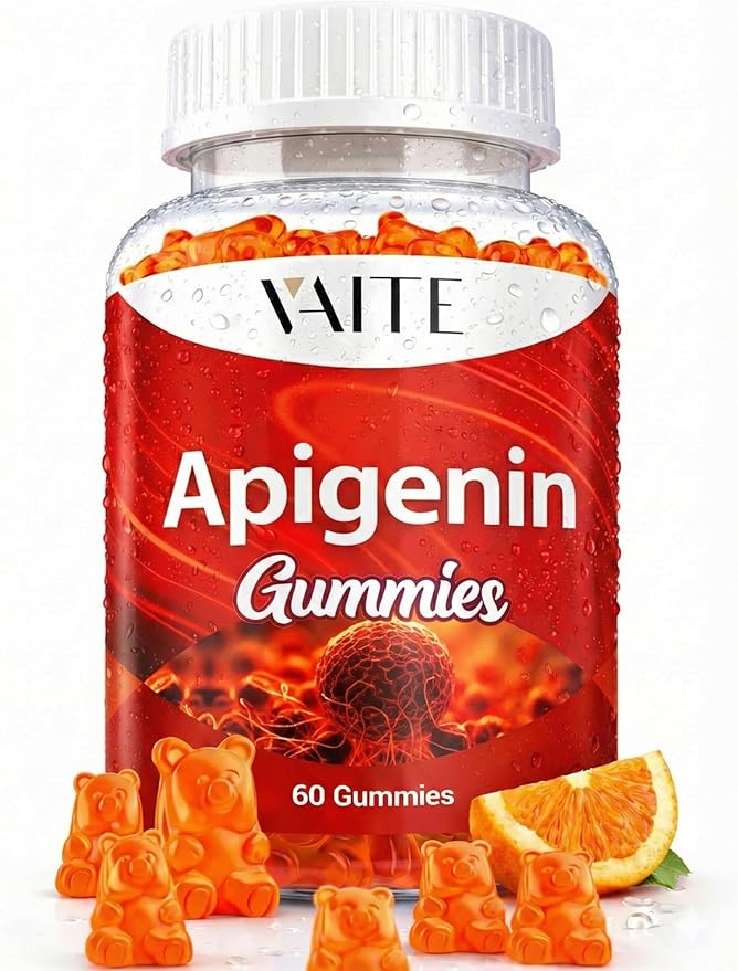 VAITE Apigenin Supplement 150mg - Chamomile Extract Vegan Gummies with Flavonoids Bioflavonoids &amp Polyphenols - Plant-Based Relaxation Support - Liposomal Calm Formula - Non-GMO Herbal Mood Balan
