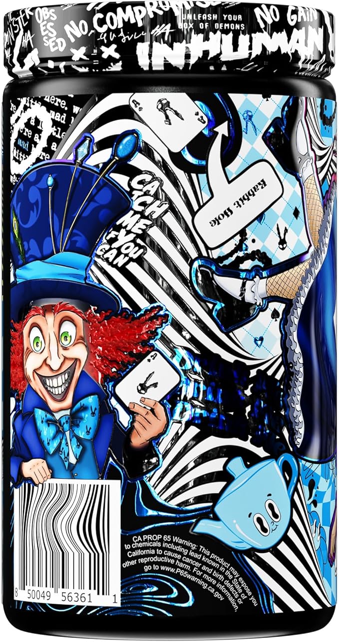 AFTERDARK INHUMAN Void Pre-Workout Powder Enhanced Mind-Muscle Connection Sustained Energy Potent Nootropic Blend Vegan Gluten-Free Soy-Free 400mg Caffeine No Crash Blue Madness