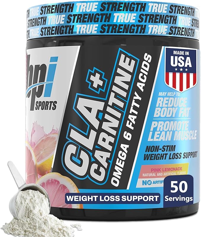 BPI Sports CLA+Carnitine – CLA L Carnitine &amp Linoleic Acid – L Carnitine Supplement for Weight Loss Metabolism &amp Lean Muscle – Caffeine Free – Pink Lemonade – 50 Servings – 12.34 oz