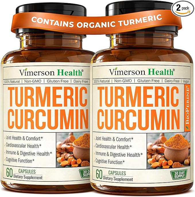Turmeric Curcumin Supplement with Black Pepper Extract - High Potency Organic Turmeric 1200mg &amp 95% Curcuminoids for Joint &amp Digestive Health - Joint Support Supplement - 60 Curcuma Capsules -