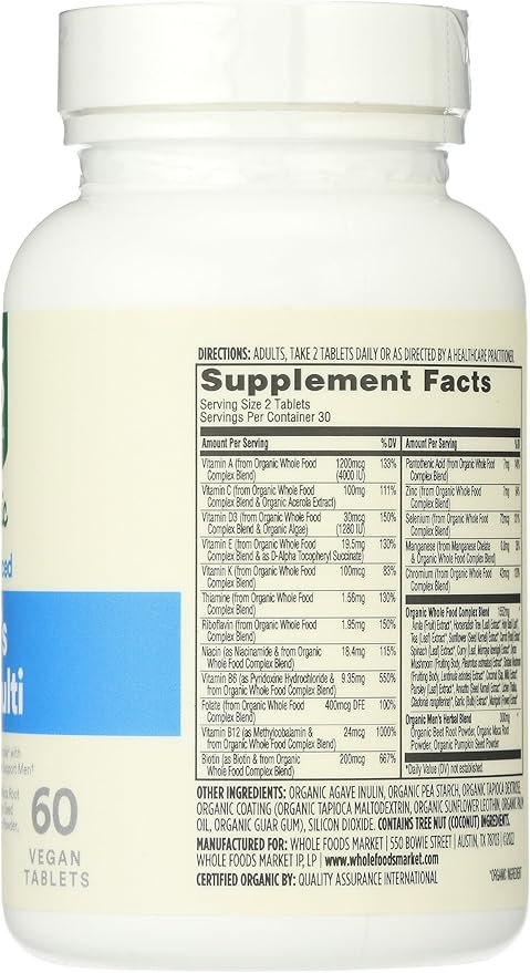365 by Whole Foods Market Vitamin Multi Mens Food Cultured 40 Plus 60 Count