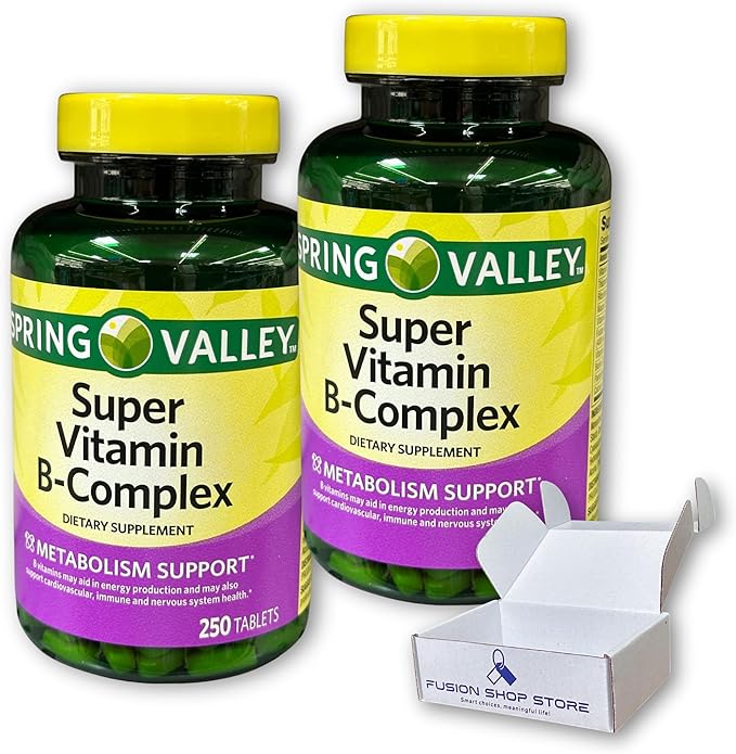 Super B Complex Tablets- Blend of Vitamins (Pack of 2 Total 500 Count) Boxed by Fusion Shop Store
