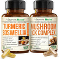 Boswellia Turmeric Curcumin Supplement + 10-in-1 Mushroom Powder Supplement Bundle – Supports Joint Health Memory &amp Focus – with Ginger Organic Turmeric Powder Lion’s Mane Reishi Mushroom &amp