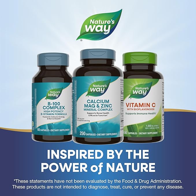 Nature's Way Calcium Magnesium &amp Zinc Mineral Complex Supports Bone Health &amp Muscle Function* Immune Support* 250 Capsules (Packaging May Vary) - 2 Pack
