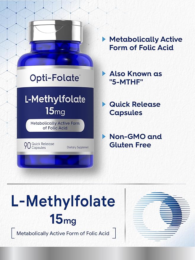 Carlyle L Methylfolate 15mg | 90 Capsules | Max Potency | Optimized and Activated | Non-GMO Gluten Free | Methyl Folate 5-MTHF | by Opti-Folate