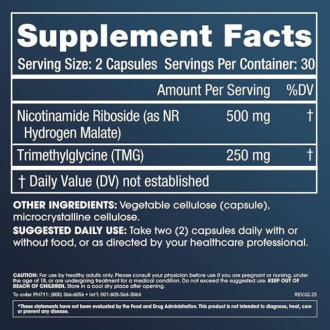ProHealth Nicotinamide Riboside Pro 500 | 60 Capsules | 500 mg NR + 250 mg TMG | NAD+ Precursor for Cellular Energy Mitochondrial Support &amp Healthy Aging | USA Manufactured Triple Lab-Tested