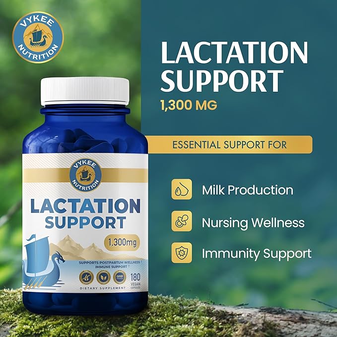 Vykee Nutrition Lactation Support 1300 mg - Herbal Milk Production Supplement for Nursing and Postpartum Wellness - Supports Immunity and Daily Balance - 180 Vegan Capsules