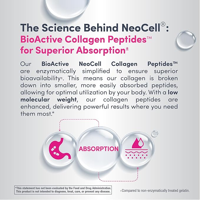 NeoCell Super Collagen Peptides Powder | 30 Servings | Unflavored | Types I &amp III | Grass Fed Bovine Supplement | Hair Skin &amp Nails | for Women and Men