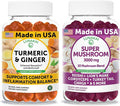 Lunakai USA Made Turmeric &amp Ginger + Super Mushroom Gummies Bundle – Naturally Flavored Non-GMO – 60ct Each
