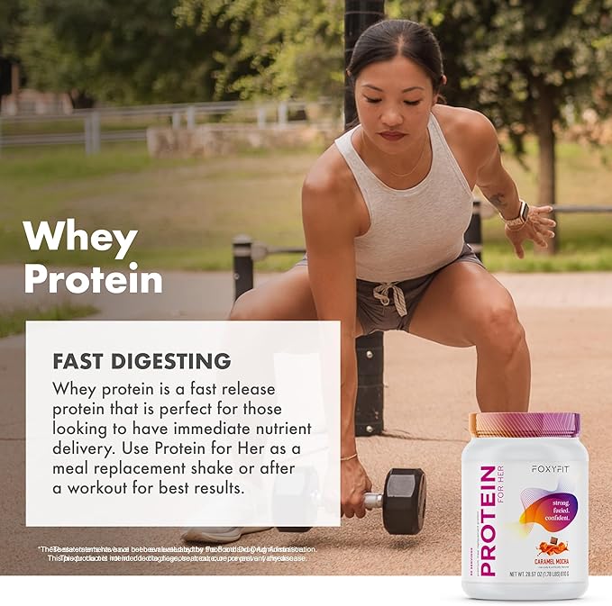 FoxyFit Protein for Her Vanilla Cupcake Whey Protein Powder with CLA and Biotin for a Healthy Glow (1.85 lbs)