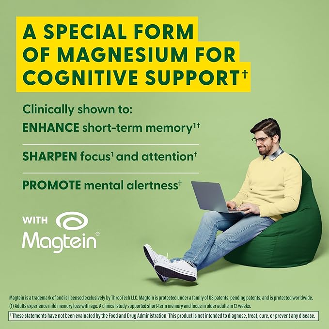 MegaFood Women's 55+ One Daily Multivitamin (90 Tablets) &amp Magtein Magnesium LThreonate (90 Capsules) Bundle - Supports Bones Energy &amp Immune System - Cognitive Support - Gluten Free &amp Ve