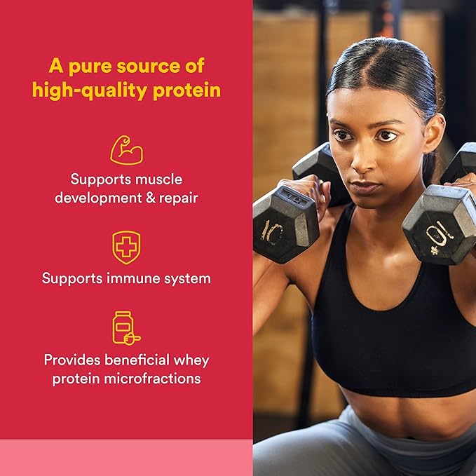 Natural Factors Whey Factors Grass Fed Whey Protein Concentrate Aids Muscle Development and Immune Health Strawberry 12 Oz