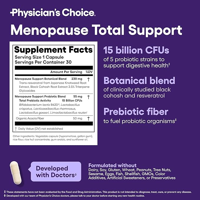 Physician's CHOICE Keep Your Cool Bundle: Mood Support Probiotic + Menopause Probiotic - Supports Hormone Balance Hot Flashes &amp Balanced Mood