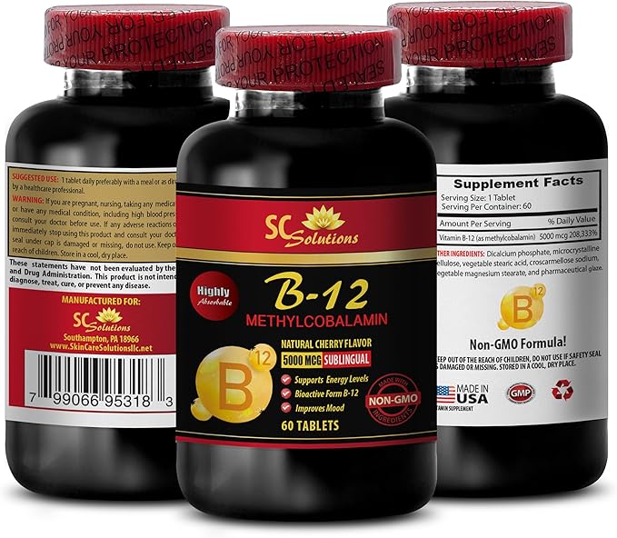 energy levels and mood - METHYLCOBALAMIN VITAMIN B-12 5000 - immune system vitamins for kids methycobalamin organic energy supplements b12 vitamin pills endurance &amp stamina - 3 Bottles 180 Tab